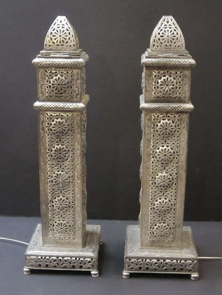 Tall Pierced Column Lanterns at 1stdibs