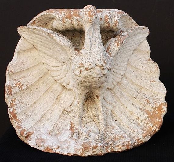 Pair of Terra Cotta Corbels - Sea Birds in Shells