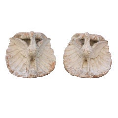 Antique Pair of Terra Cotta Corbels - Sea Birds in Shells