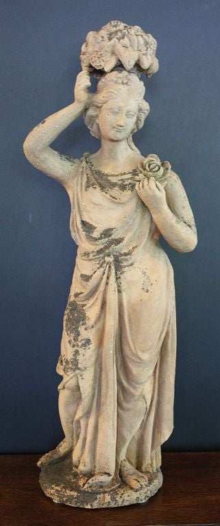 20th Century English Garden Statue of a Maiden - of Terra Cotta