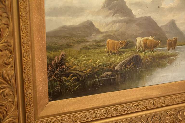 Pair of Oil Paintings of Highland Cattle by E. Heaton (Individually Priced) 3