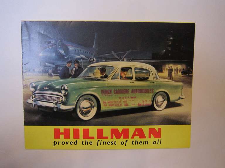 Large English Hillman Car Print, Framed Under Glass For Sale 4