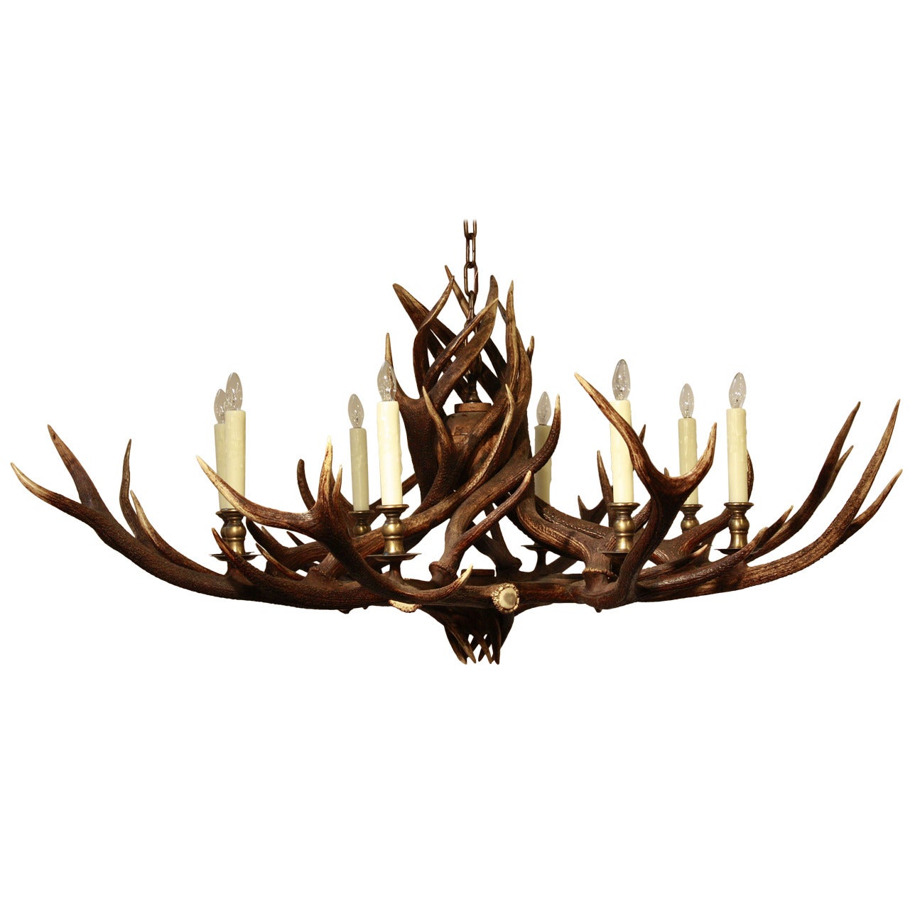 Large Antler Horn Eight-Light Hanging Fixture (58" Diameter)