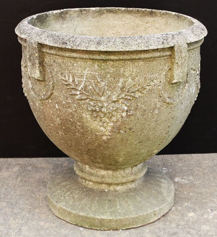 Garden Stone Planter with Relief of Grapes (Pair available)