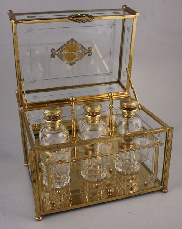 Crystal Gilt Dore Bronze Decanter Set by Baccarat