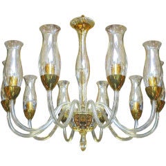 Murano Lustre Glass Ten-Arm Chandelier