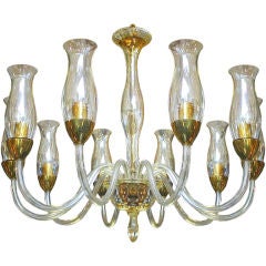 Vintage Murano Lustre Glass Ten-Arm Chandelier