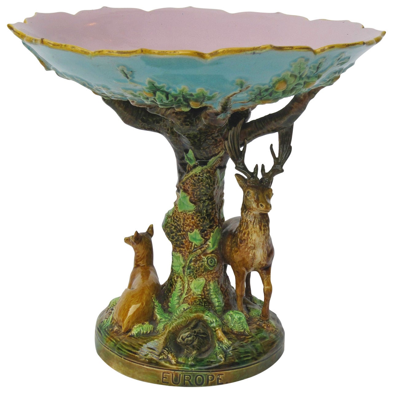 English Majolica "Europe" Compote by George Jones