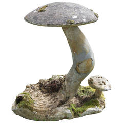 Antique French Garden Stone Grouping of Mushrooms