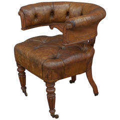English Tufted Leather Desk Chair 8