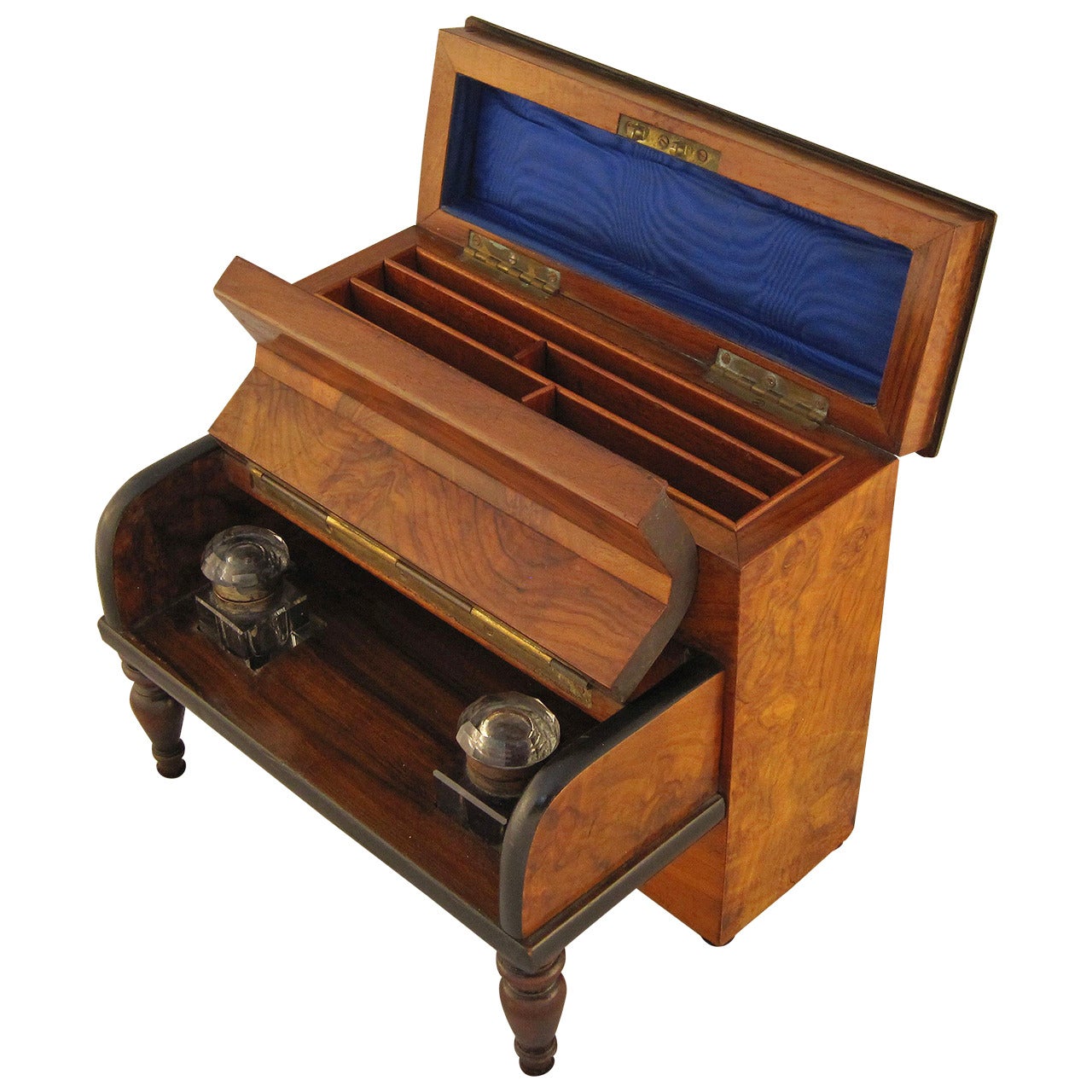 English Desk Set with Inkwells and Stationery Box