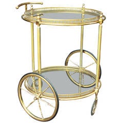 French Round Rolling Drinks Cart or Trolley
