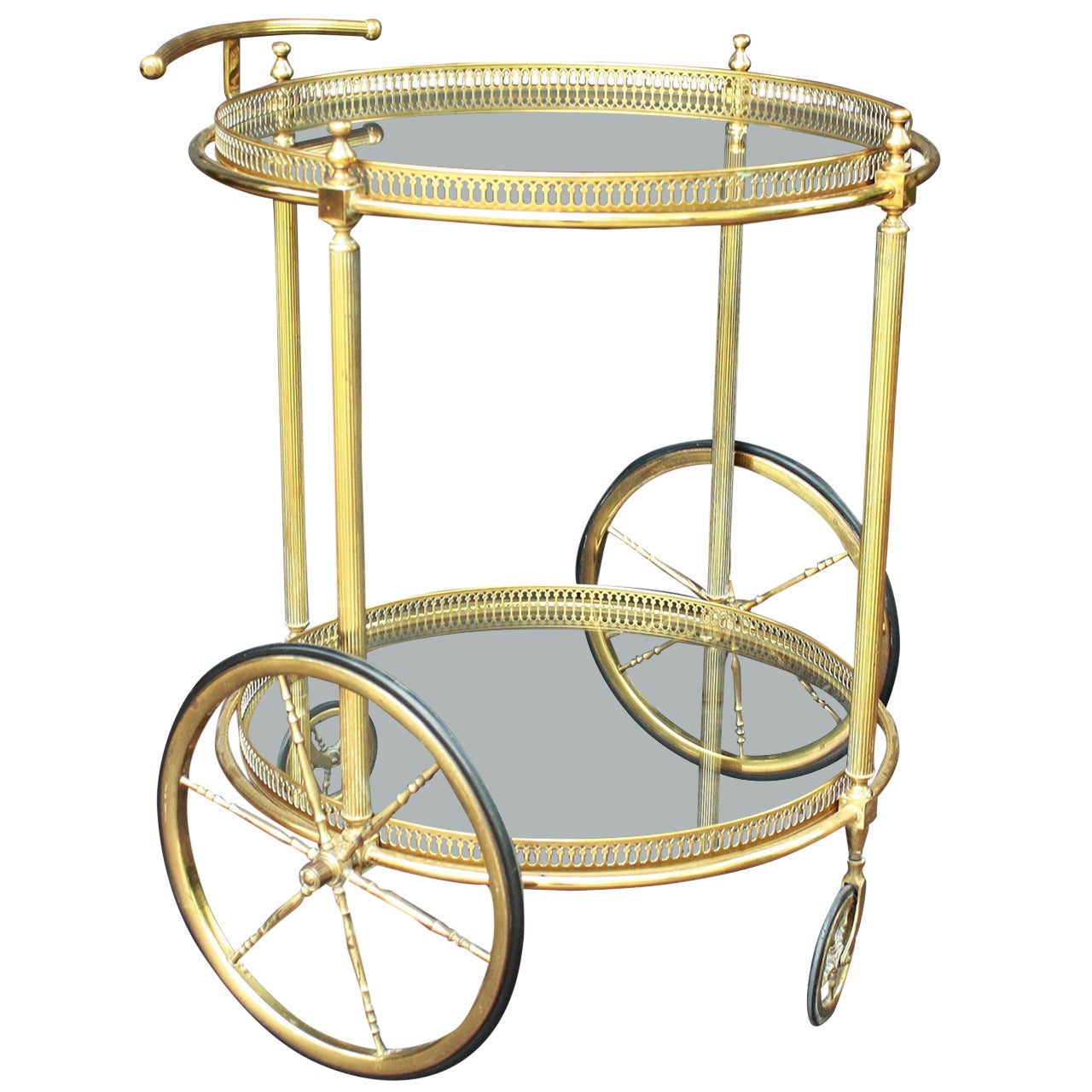 French Round Rolling Drinks Cart or Trolley