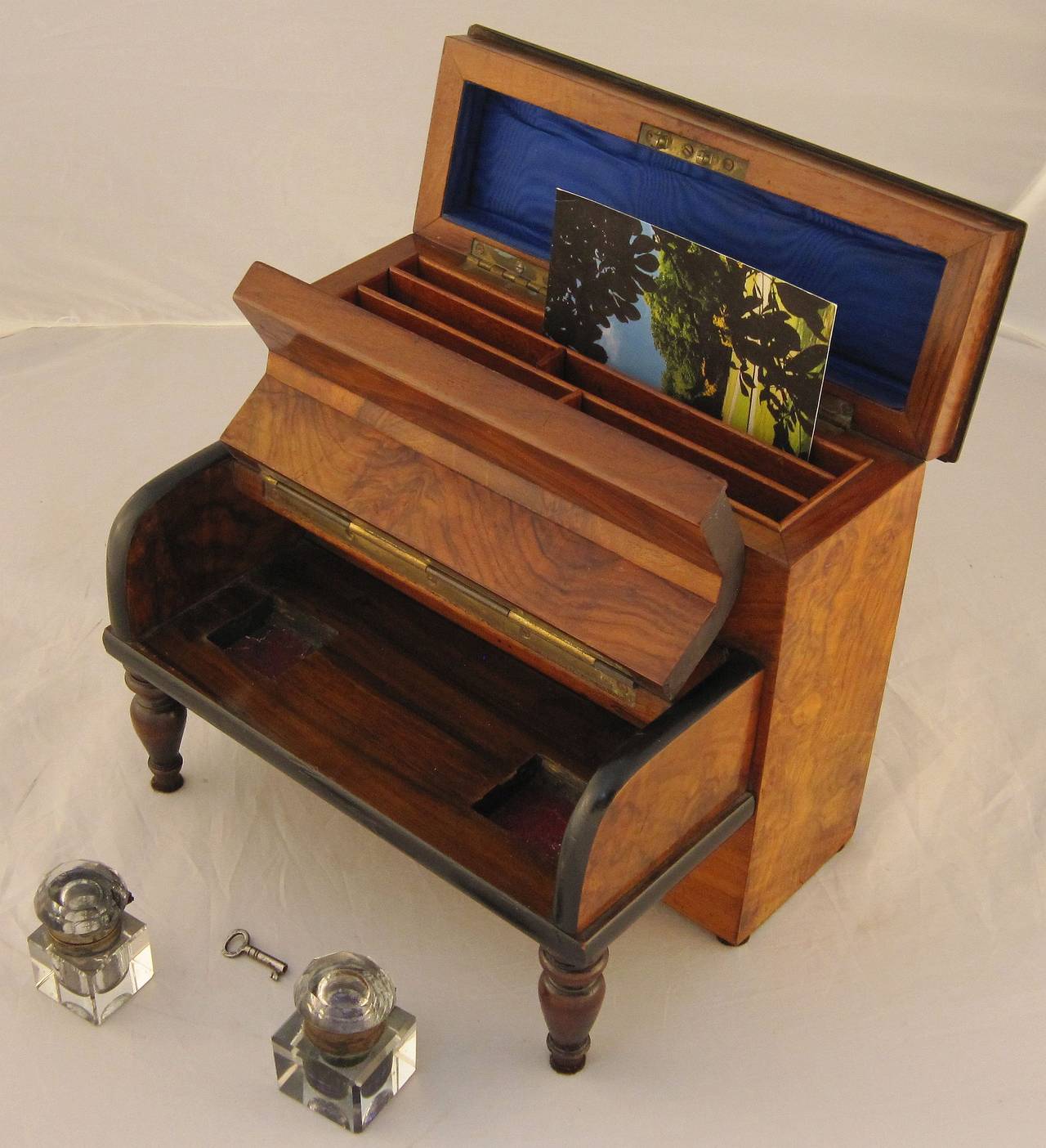 English Desk Set with Inkwells and Stationery Box 1