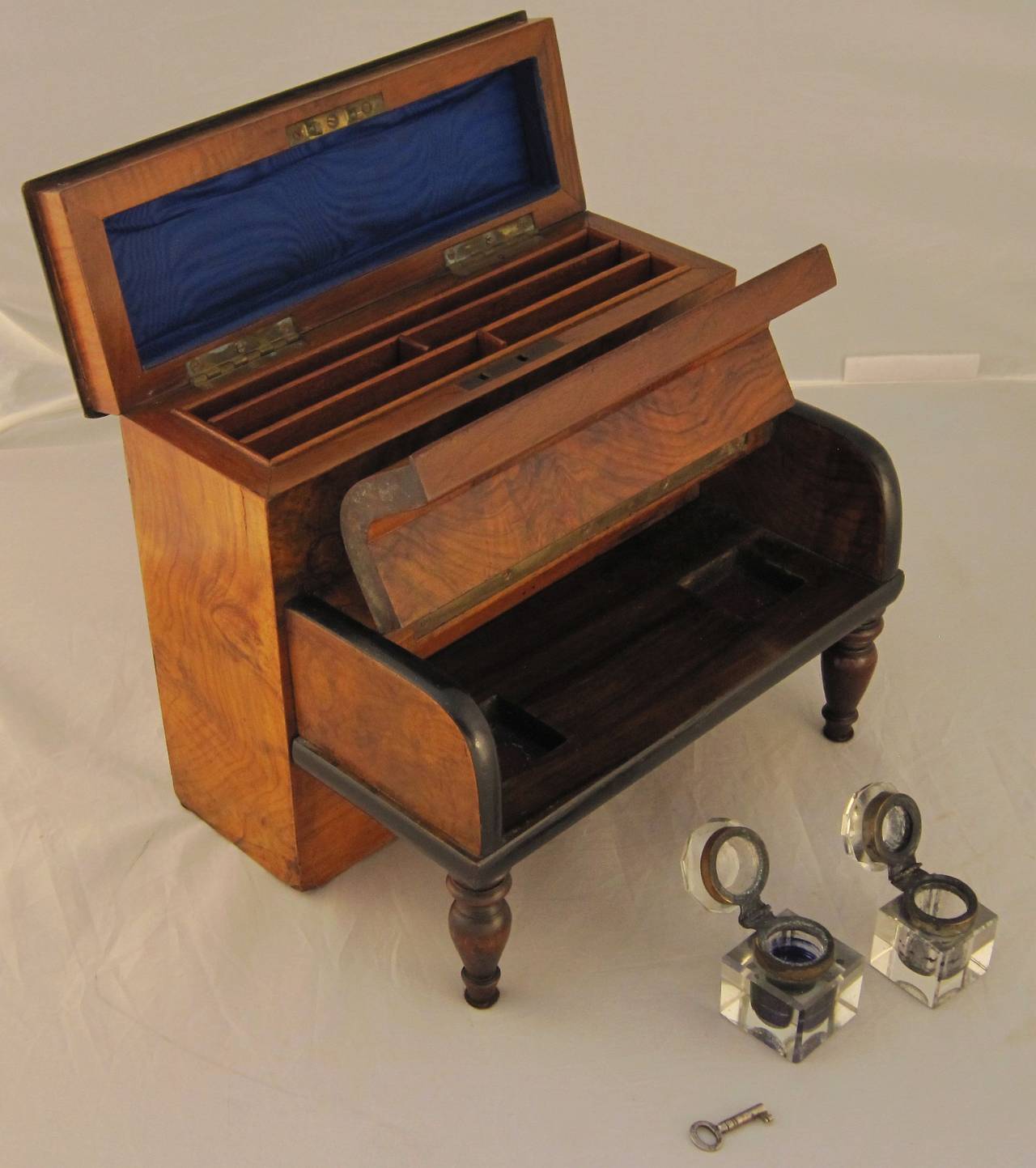 English Desk Set with Inkwells and Stationery Box 2