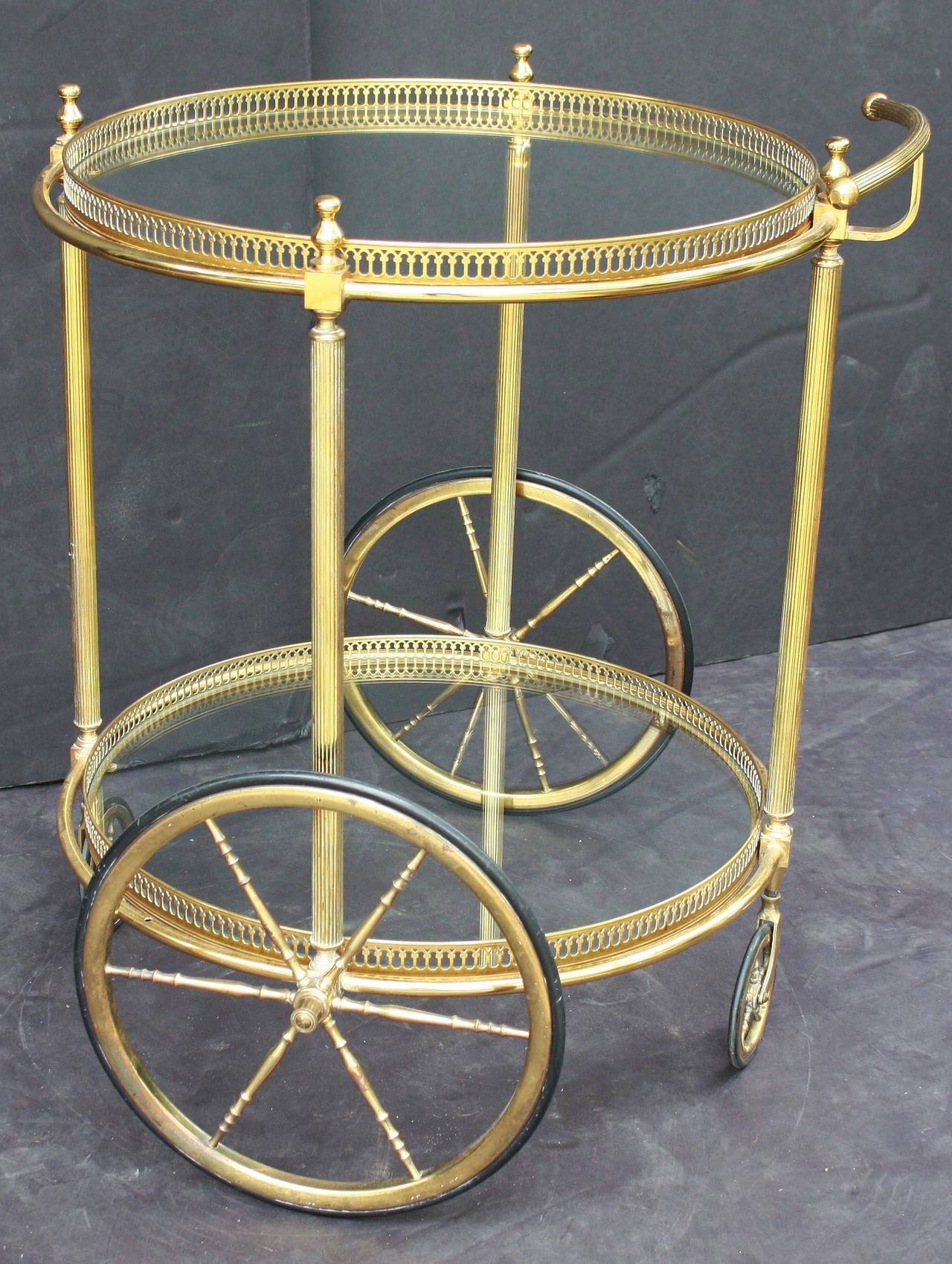 French Round Rolling Drinks Cart or Trolley 1