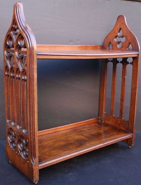 English Standing Bookcase of Oak in the Pugin Gothic Style 5