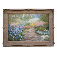 Impressionist Garden Scene Painting by Linda Litle