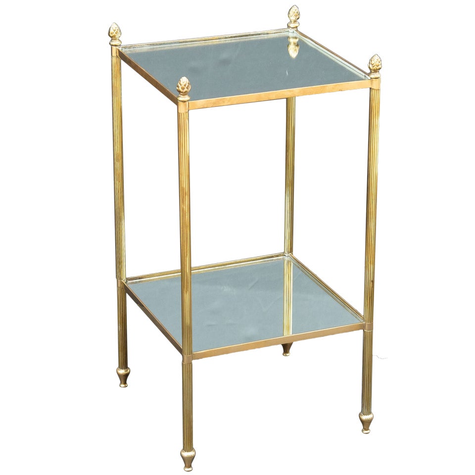 French End Table of Brass and Glass