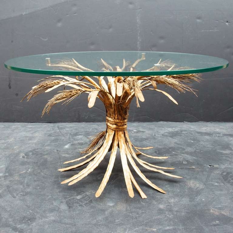 Italian Wheat Sheaf Low Table of Gilt Metal In Excellent Condition In Austin, TX