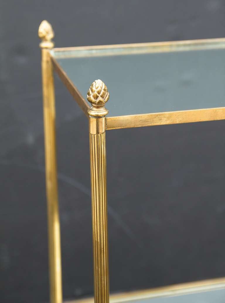 20th Century French End Table of Brass and Glass
