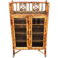 English Bamboo Glass-Front Bookcase