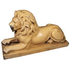 Large Recumbent Lion of Glazed Stoneware from England