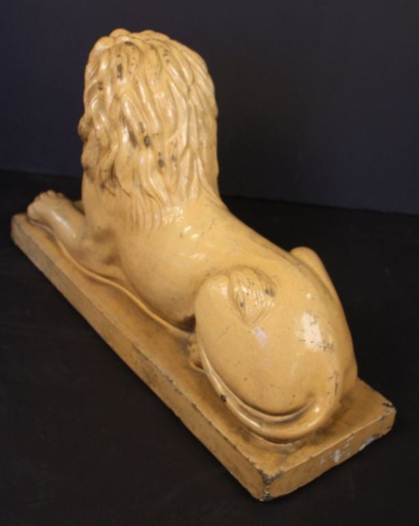Large Recumbent Lion of Glazed Stoneware from England For Sale 2