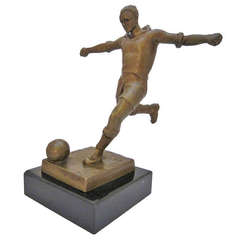 Vintage Soccer Trophy Figure by Edouard Fraisse