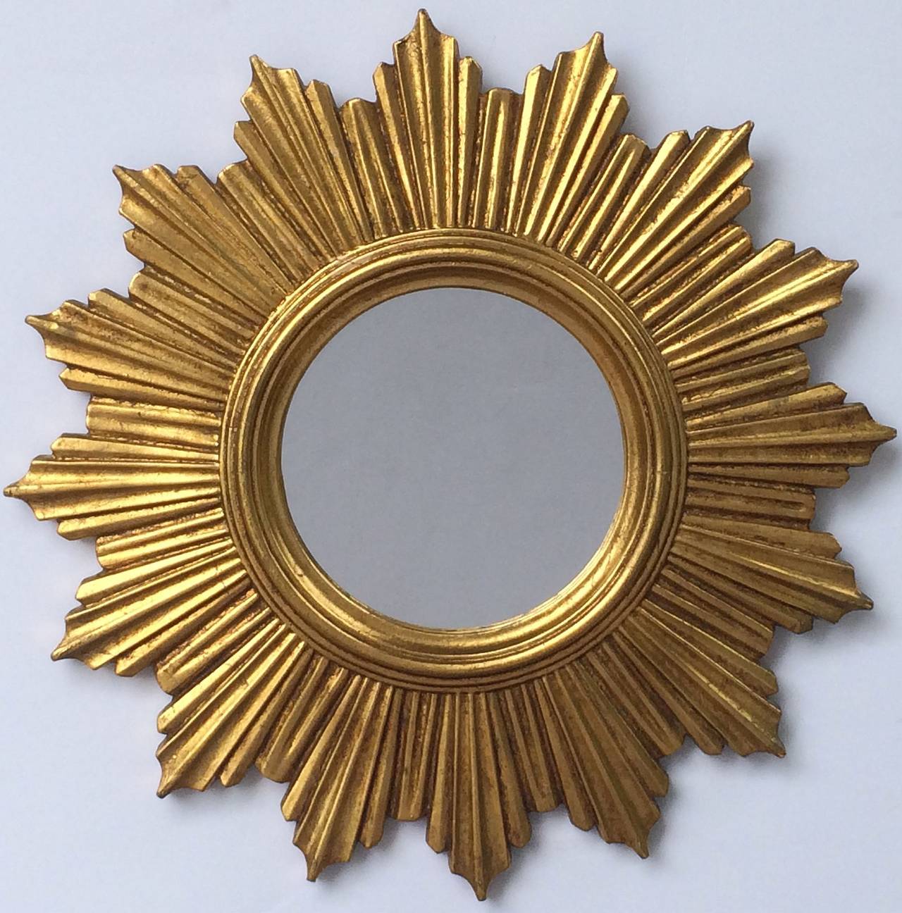 A lovely French gilt sunburst (or starburst) mirror, 18 1/2