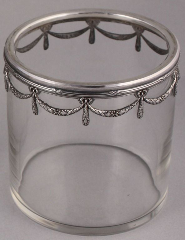 French Caviar Server of Silver and Crystal Glass by Baccarat