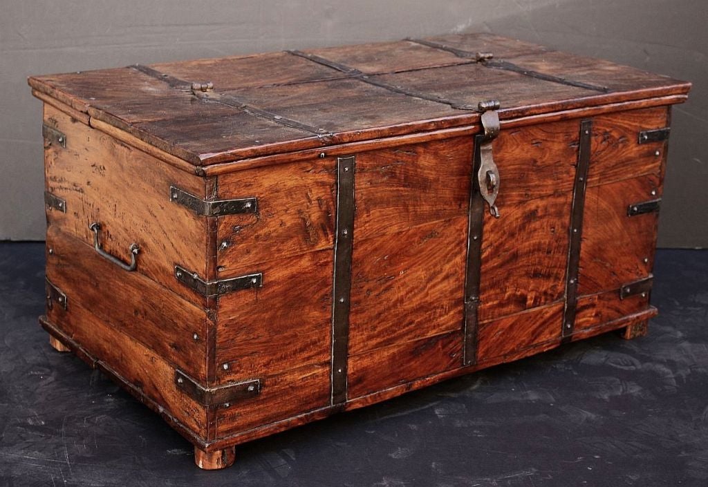 Campaign-Era Iron-Bound Wooden Trunk