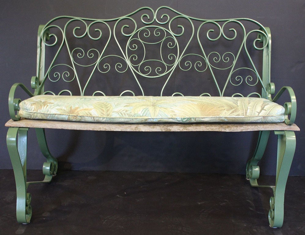 English Garden Bench of Iron with Scroll Arms