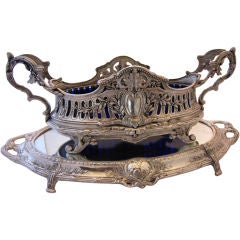 Antique French Jardiniere of Silver with Mirrored Plateau