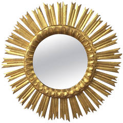 French Gilt Sunburst or Starburst Mirror