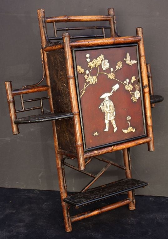 English Bamboo Hanging Cabinet