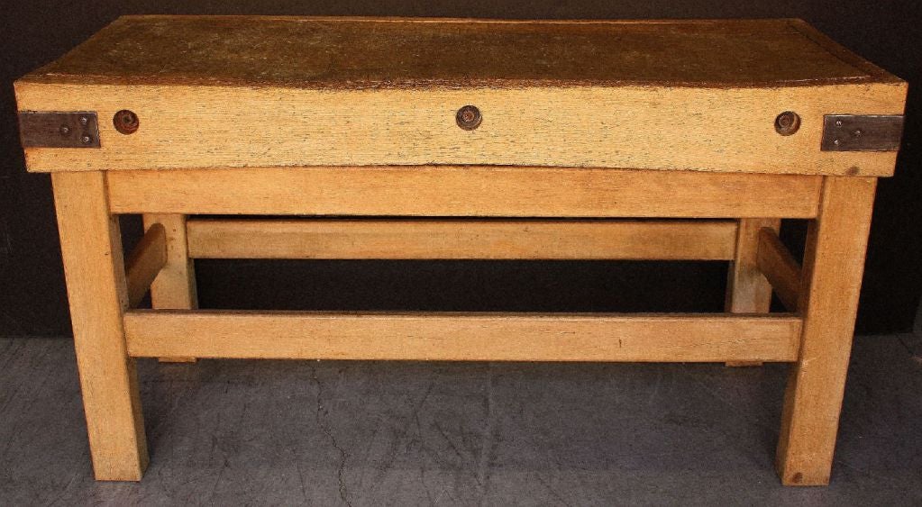 Large Iron-Bound Butcher's Block from England