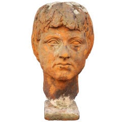 English Bust of  a Woman in Terra Cotta