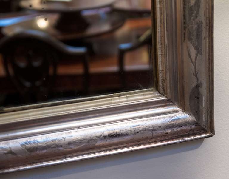 Large Louis Philippe Silver Gilt Mirror (H 48 x W 31 1/2) 2