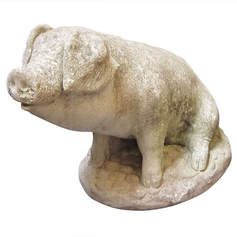 English Garden Stone Pig at 1stDibs