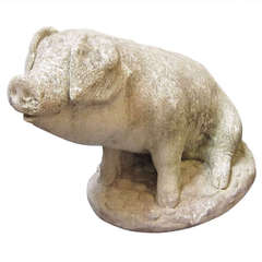 Antique English Garden Stone Pig