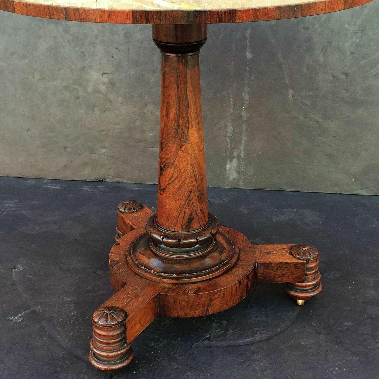 Marble French Gueridon or Round Table of Rosewood