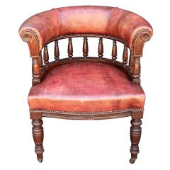 English Library Chair of Leather and Mahogany