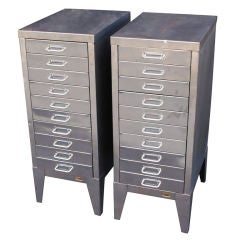 Used Midcentury Industrial Filing Cabinets of Brushed Steel by Stor