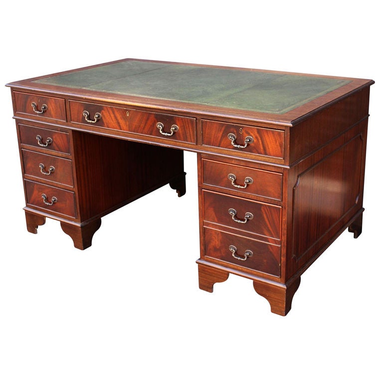 English Pedestal Desk of Mahogany and Rosewood at 1stDibs
