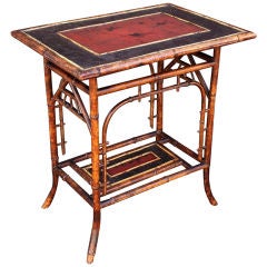 English Bamboo Occasional Table with Lacquered Top