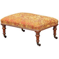 Antique English Upholstered Ottoman or Stool
