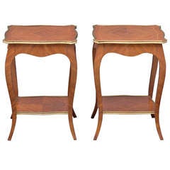 Pair of French Marquetry End Tables (Priced as Pair)