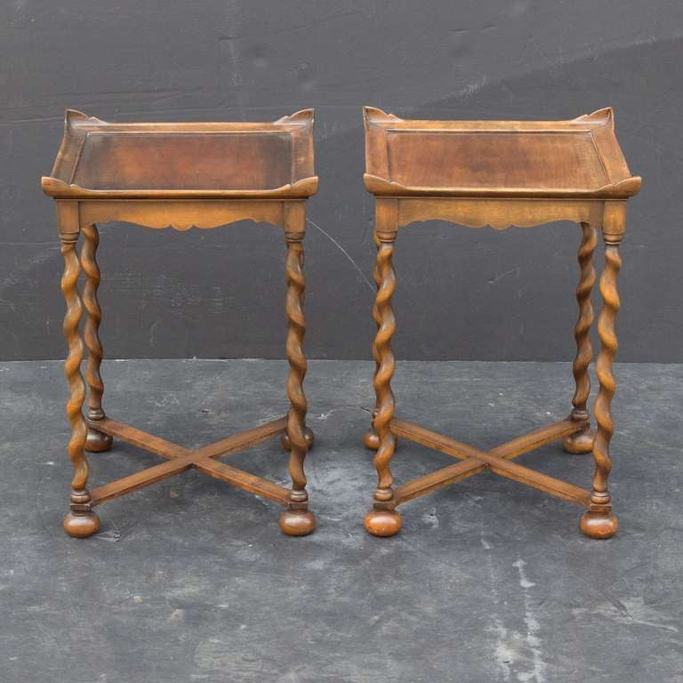 English Pair of Barley Twist End Tables