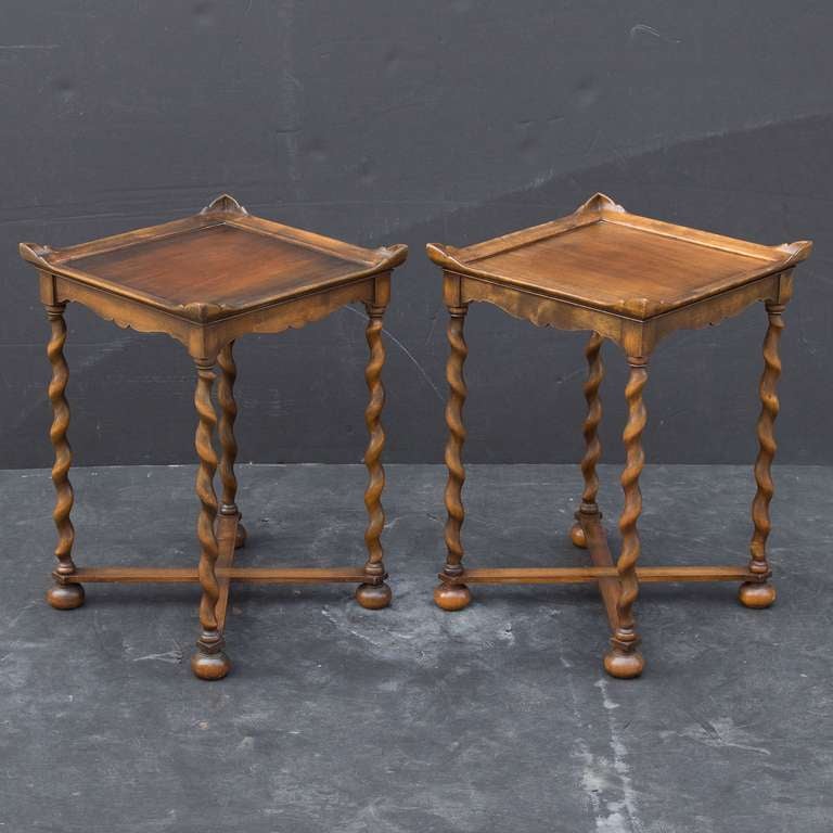 Pair of Barley Twist End Tables In Excellent Condition In Austin, TX